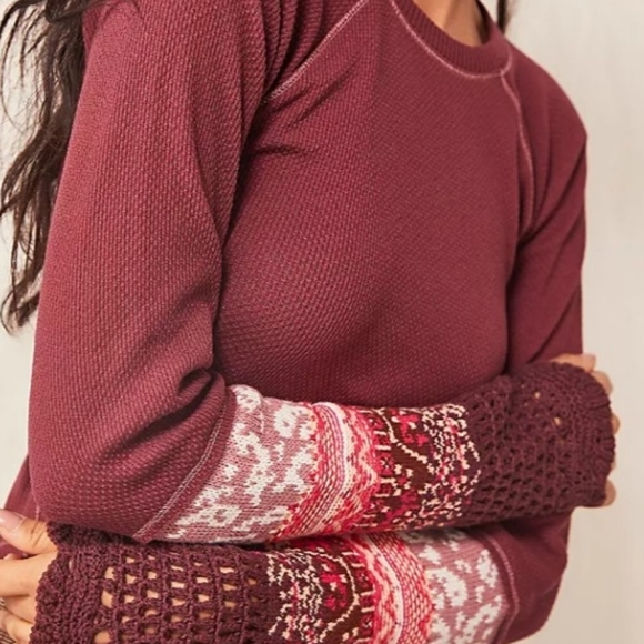 Free People Knitted Sleeve Raglan Top - Picture 2 of 7